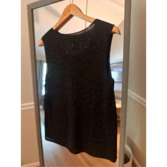 Chico’s Silk/Metallic‎ close Knit Sleeveless Top Size Large Black - Picture 3 of 4